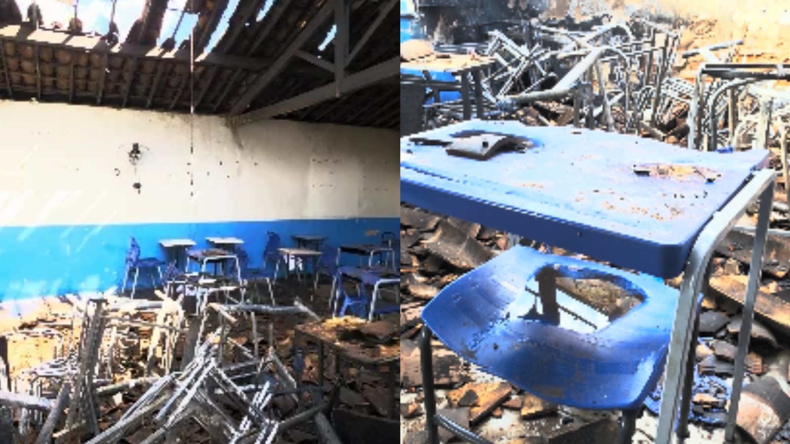 Incêndio atinge sala de aula e parte do teto desaba em cidade no interior do Piauí; aulas suspensas